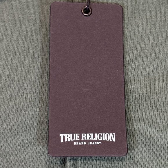 True Religion Men's Collared Patch Fleece Varsity Jacket Medium Green Black NWT - Picture 7 of 15